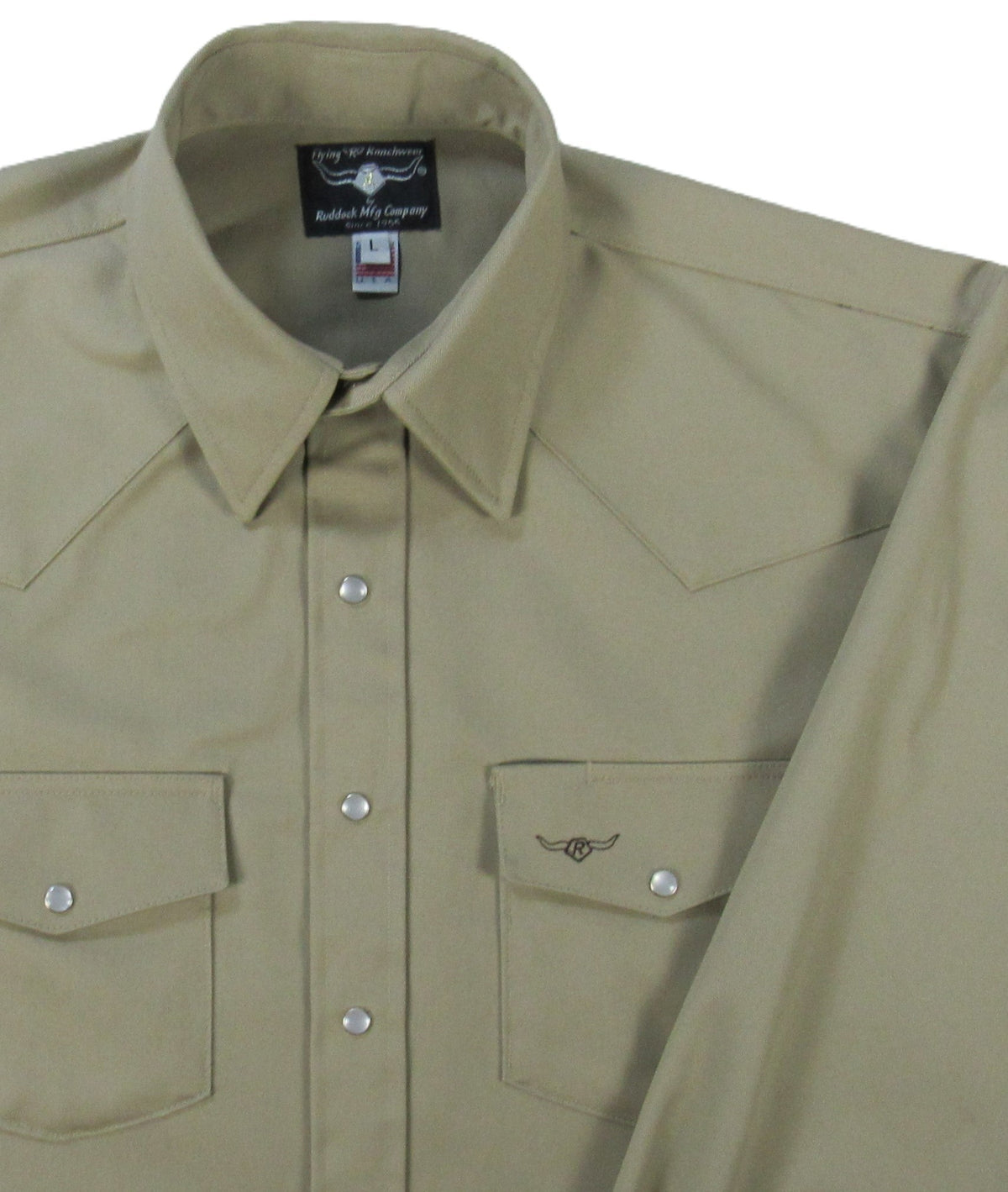 Men's Long Sleeve Solid Twill Khaki Shirt
