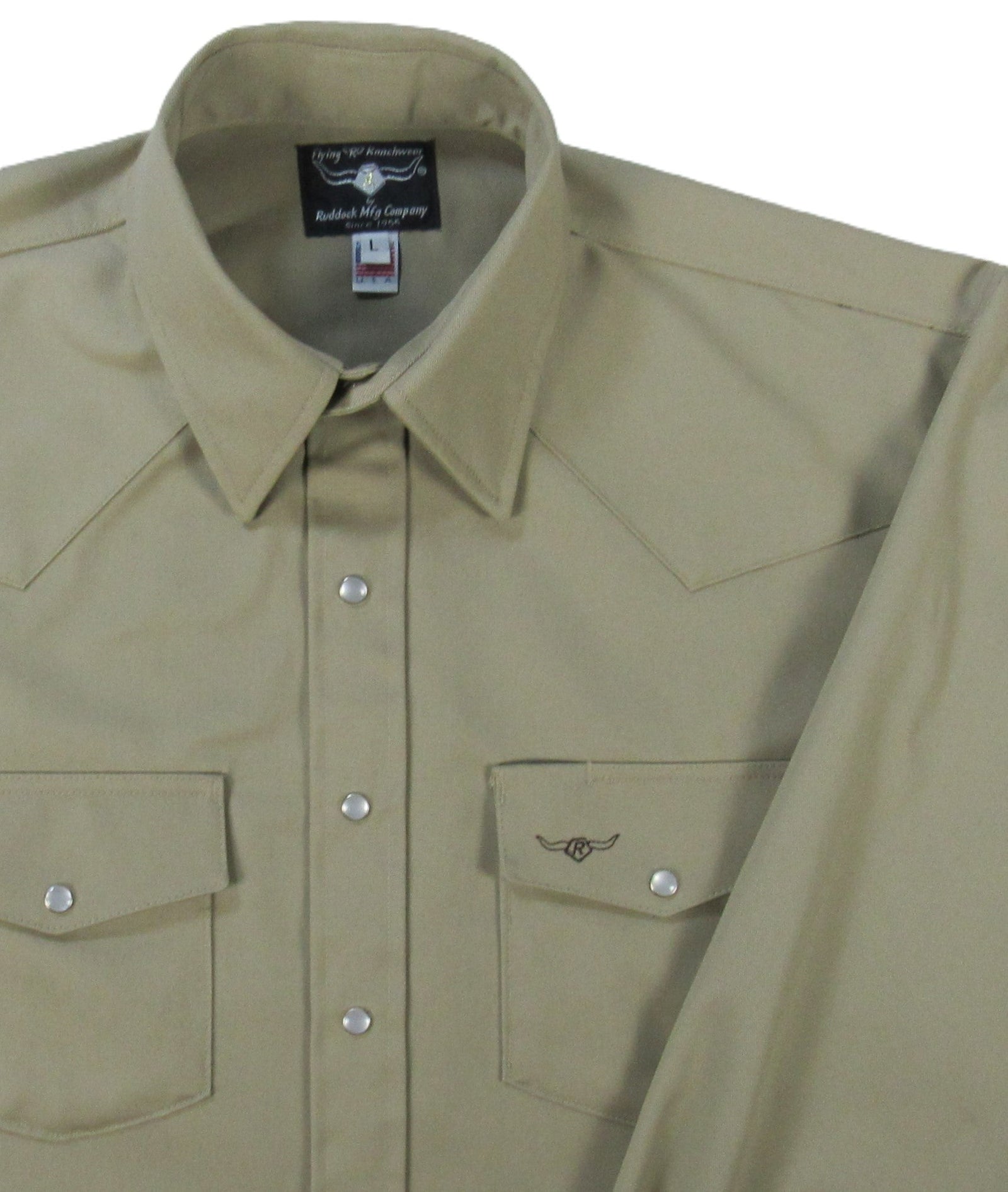 Men's Long Sleeve Solid Twill Khaki Shirt