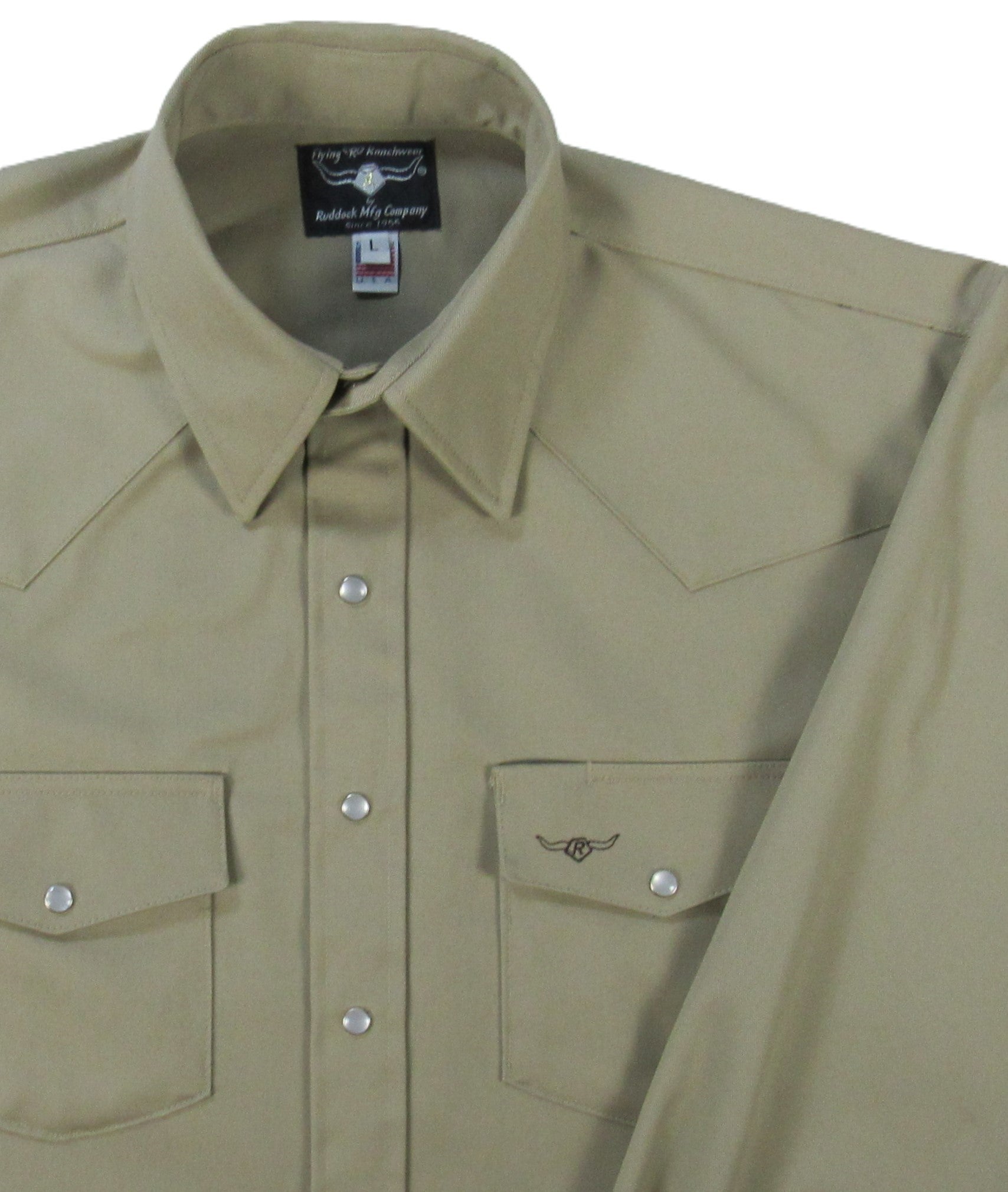 Men's Long Sleeve Solid Twill Khaki Shirt