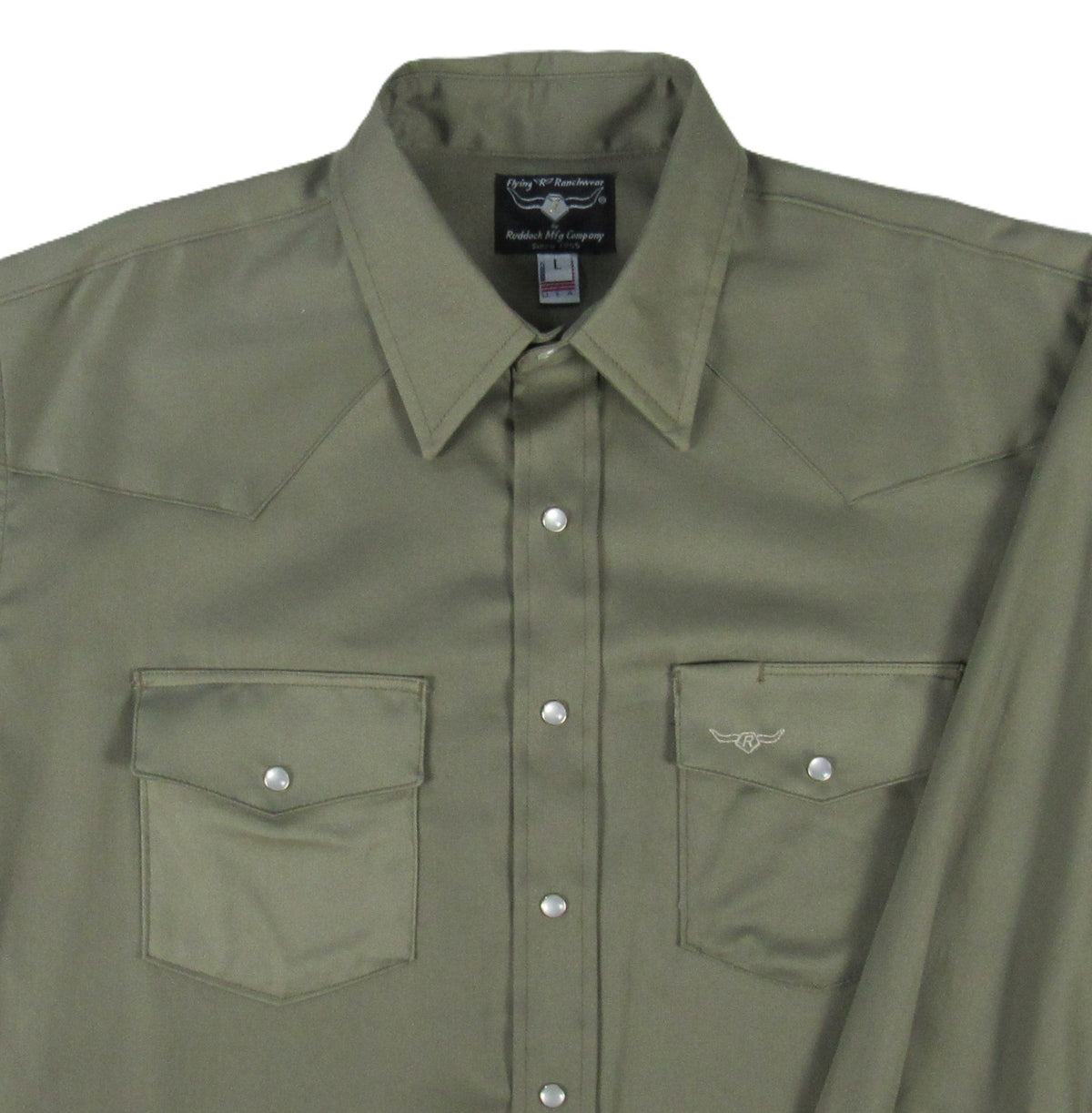 Men's Long Sleeve Solid Twill Safari Green Shirt
