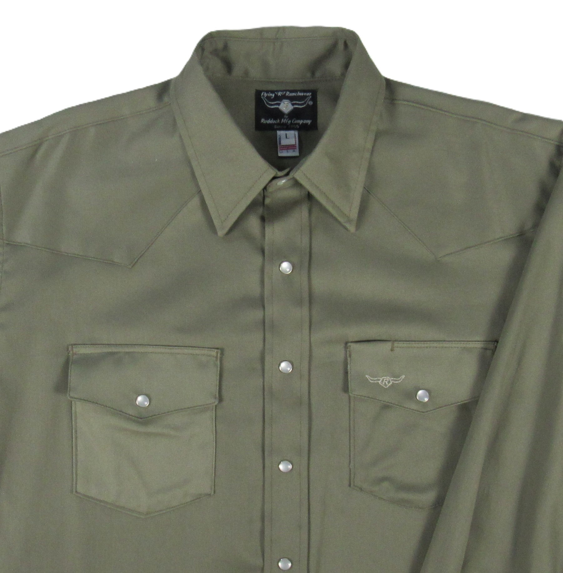 safari dress shirt Men's Long Sleeve Solid Twill Safari Green Shirt 2XL