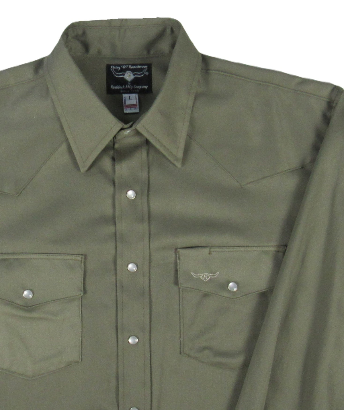 Men's Long Sleeve Solid Twill Safari Green Shirt