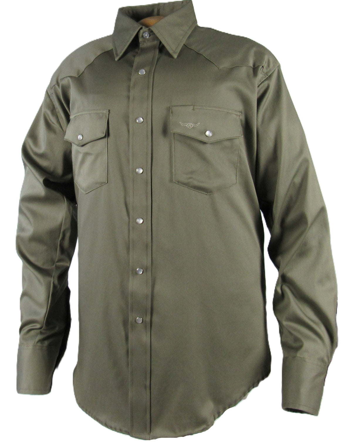 Men's Long Sleeve Solid Twill Safari Green Shirt