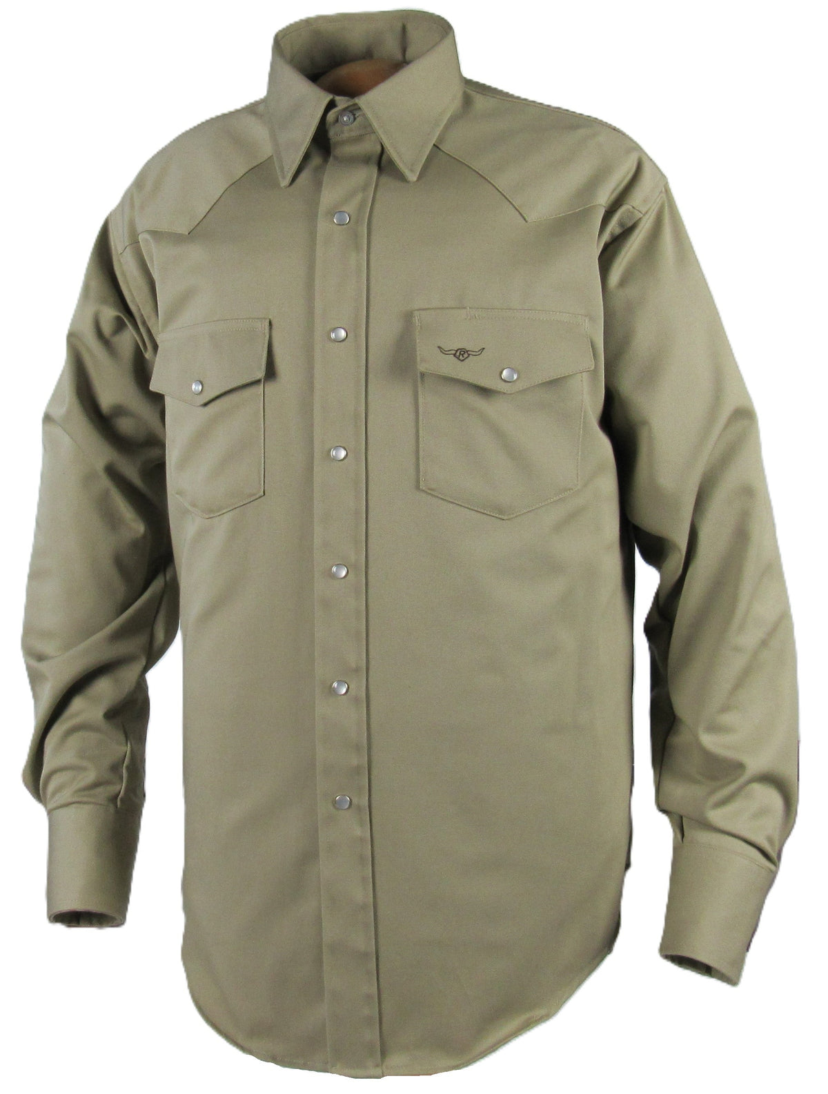 Men's Long Sleeve Solid Twill Khaki Shirt