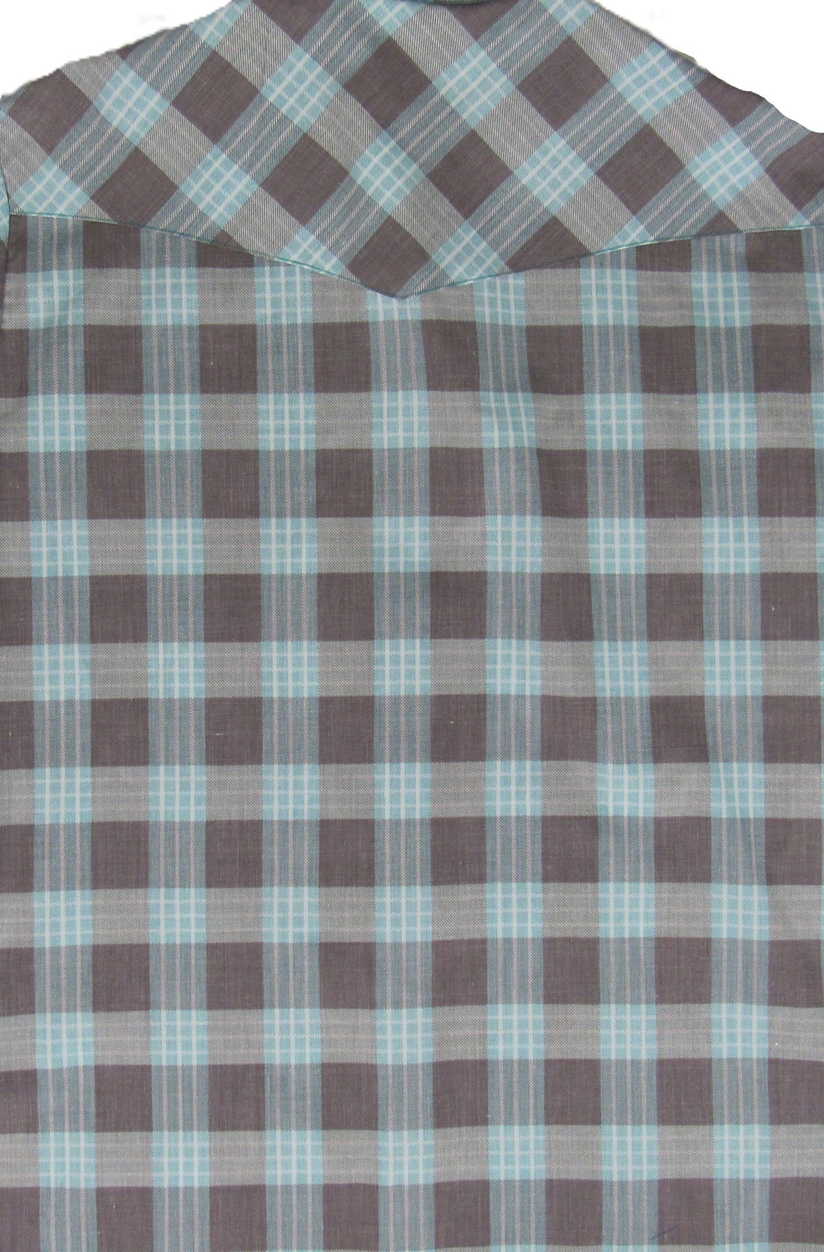 Men's Long Sleeve Turquoise Brown Check Shirt