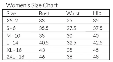 Tank Top Size Chart