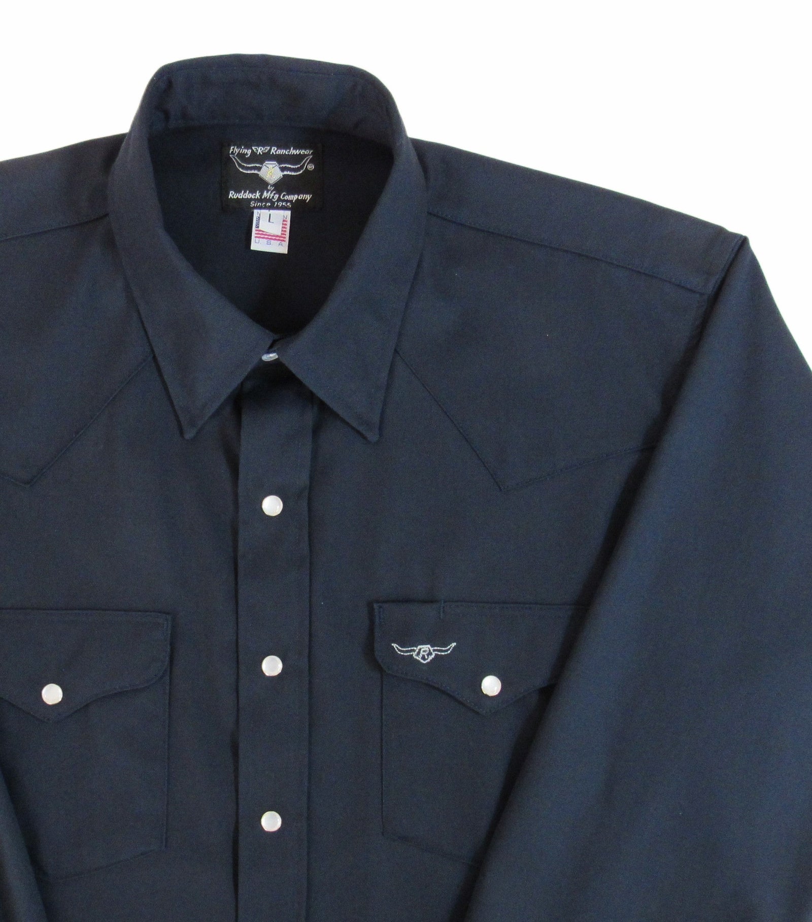 Men's Long Sleeve Solid Twill Navy Shirt