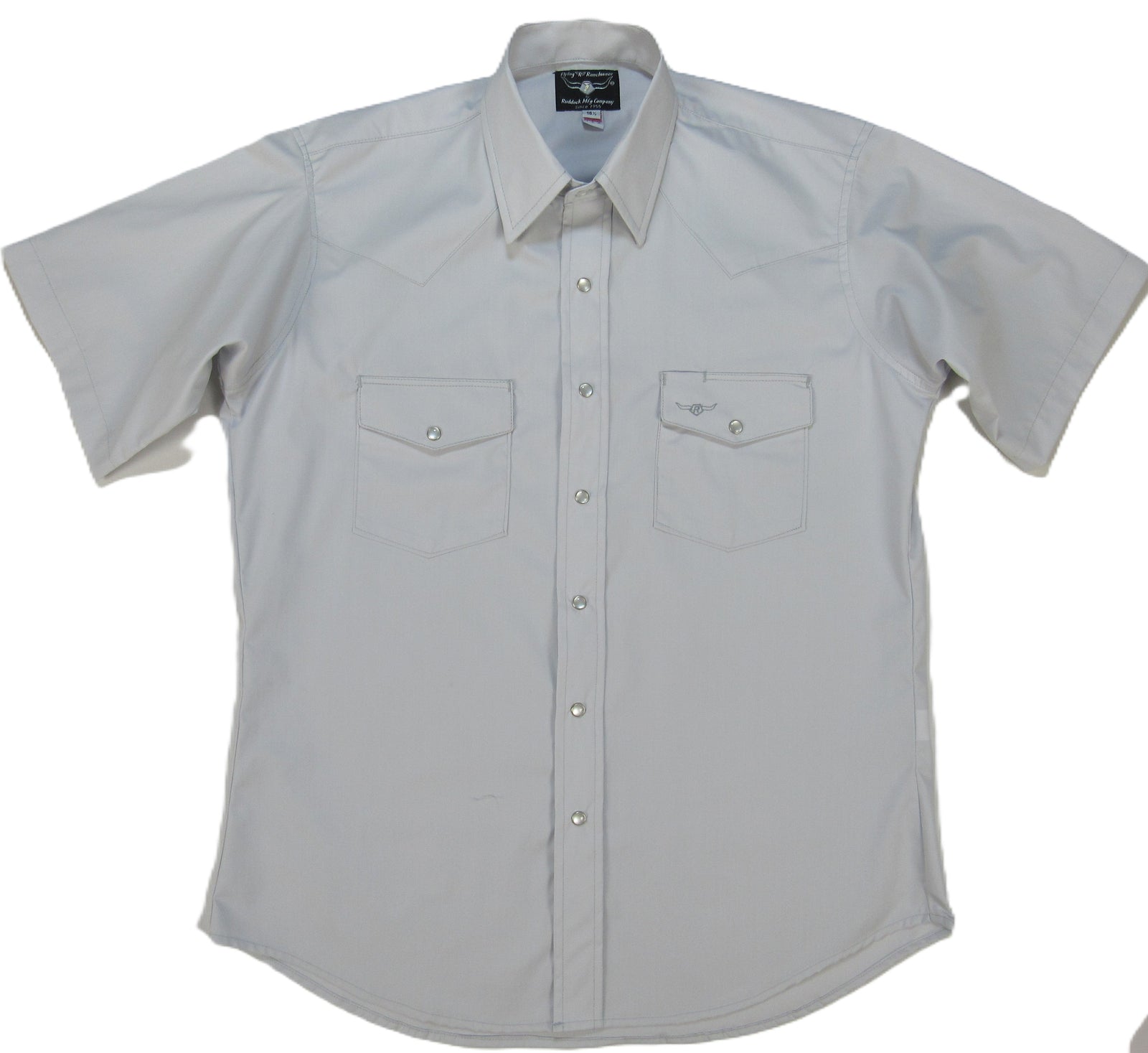 Men's Short Sleeve Lightweight Pale Gray Button-Down Shirt