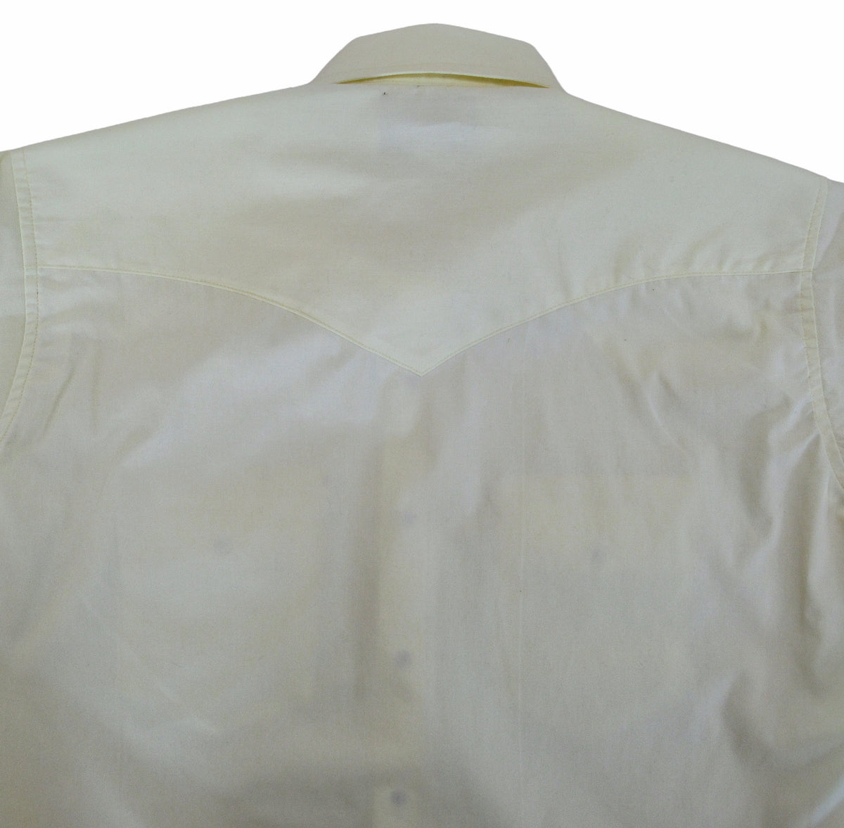 Men's Short Sleeve Western Style Pale Yellow Button-Down Shirt with Snaps