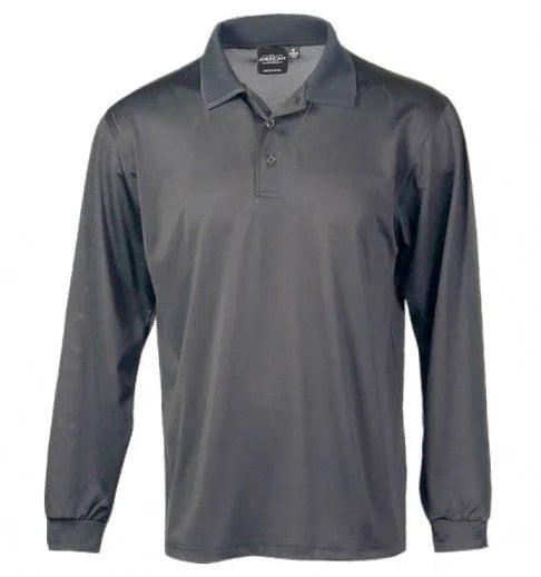 Mens Long-Sleeve Aqua-Dry Polo | Moisture-Wicking & Stretchy Charcoal / L Mens Long-Sleeve Aqua-Dry Polo | Moisture-Wicking & Stretchy Charcoal / L