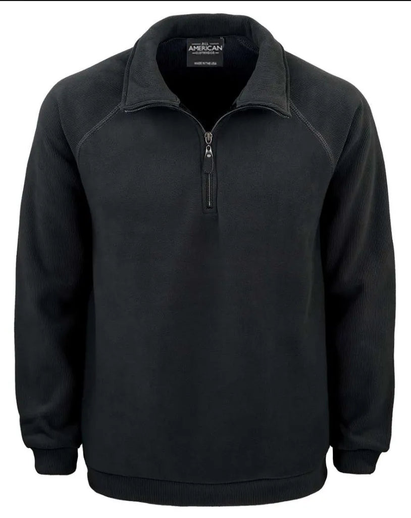 Men's Corduroy Fleece Quarter Zip Pullover Made in USA All
