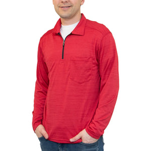 All American Clothing Co. - Men's 1/4 Zip Tiger Stripe Polo with Pocket Akwa