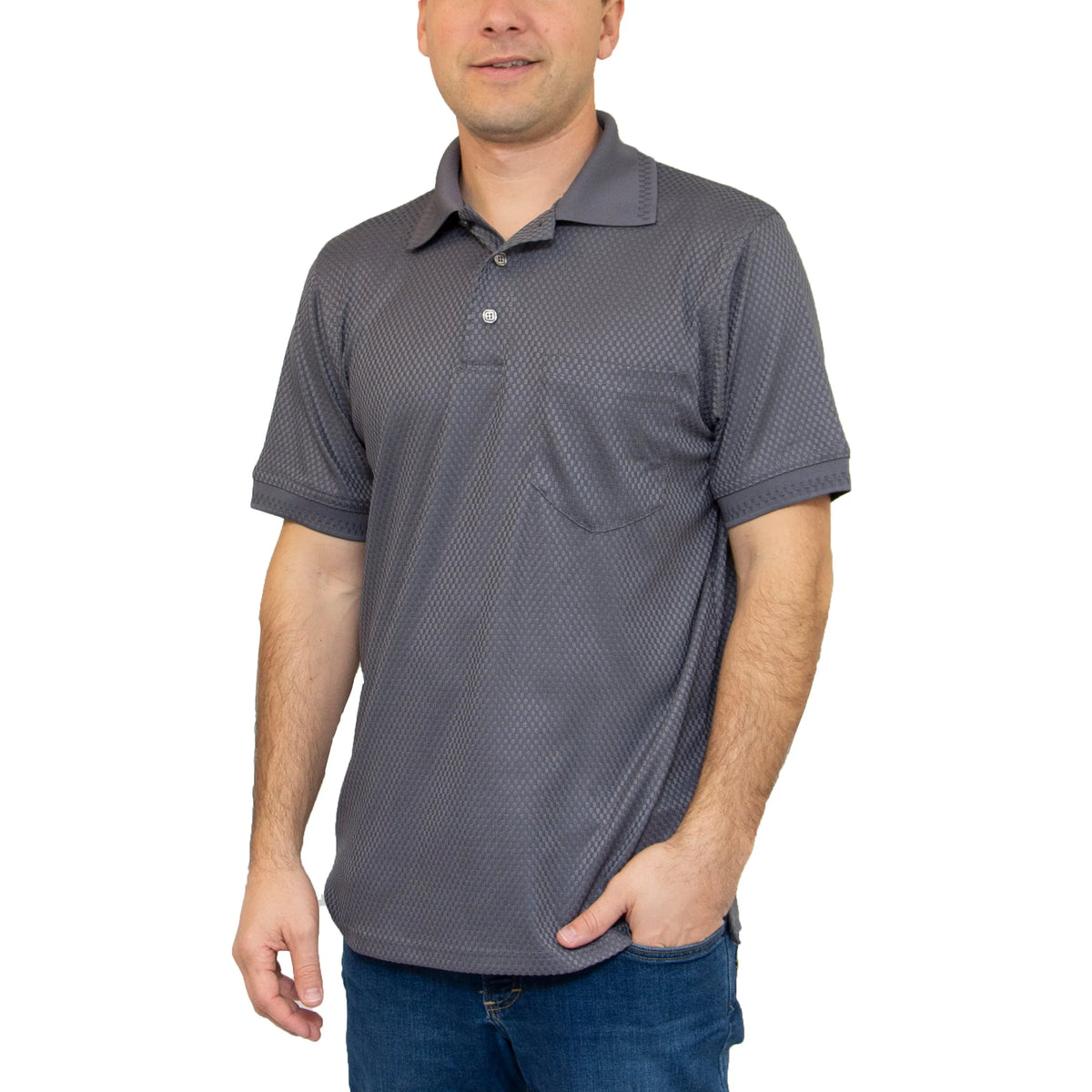All American Clothing Co. - Men's Basket Weave Polo with Pocket Akwa