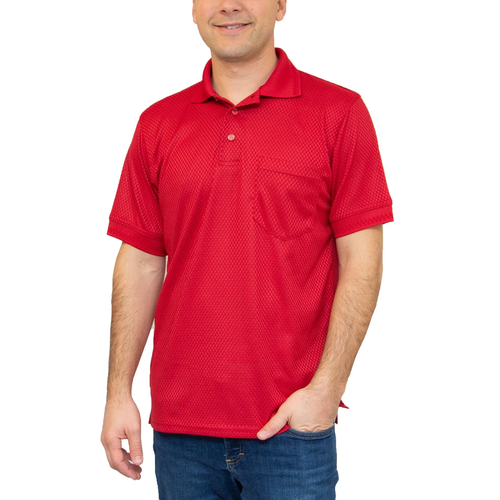 All American Clothing Co. - Men's Basket Weave Polo with Pocket Akwa