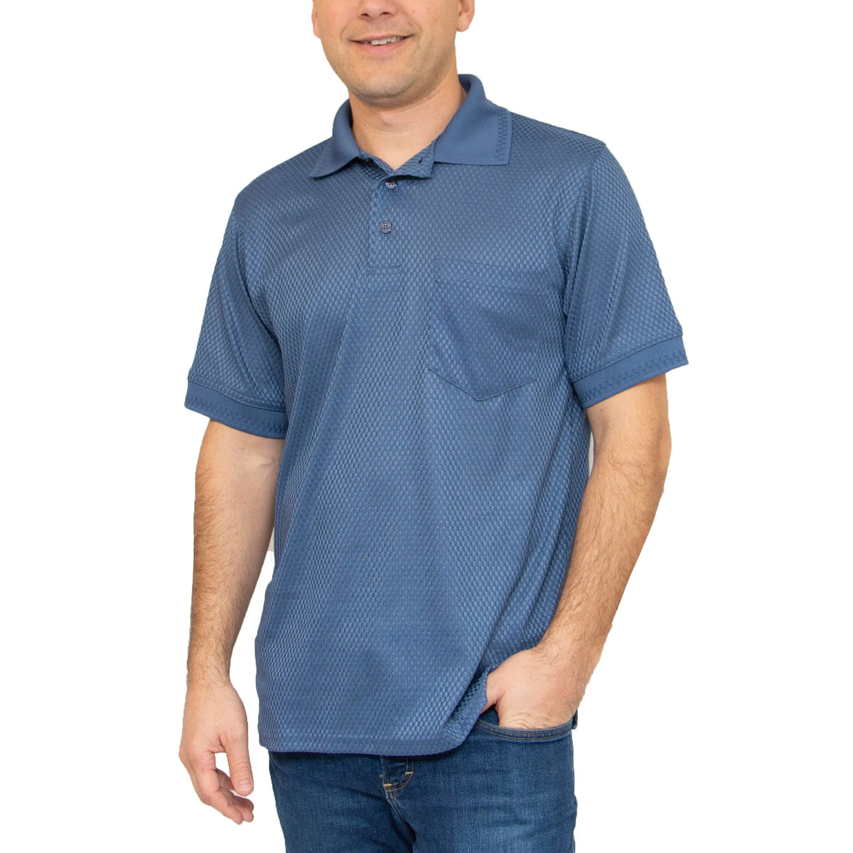 All American Clothing Co. - Men's Basket Weave Polo with Pocket Akwa