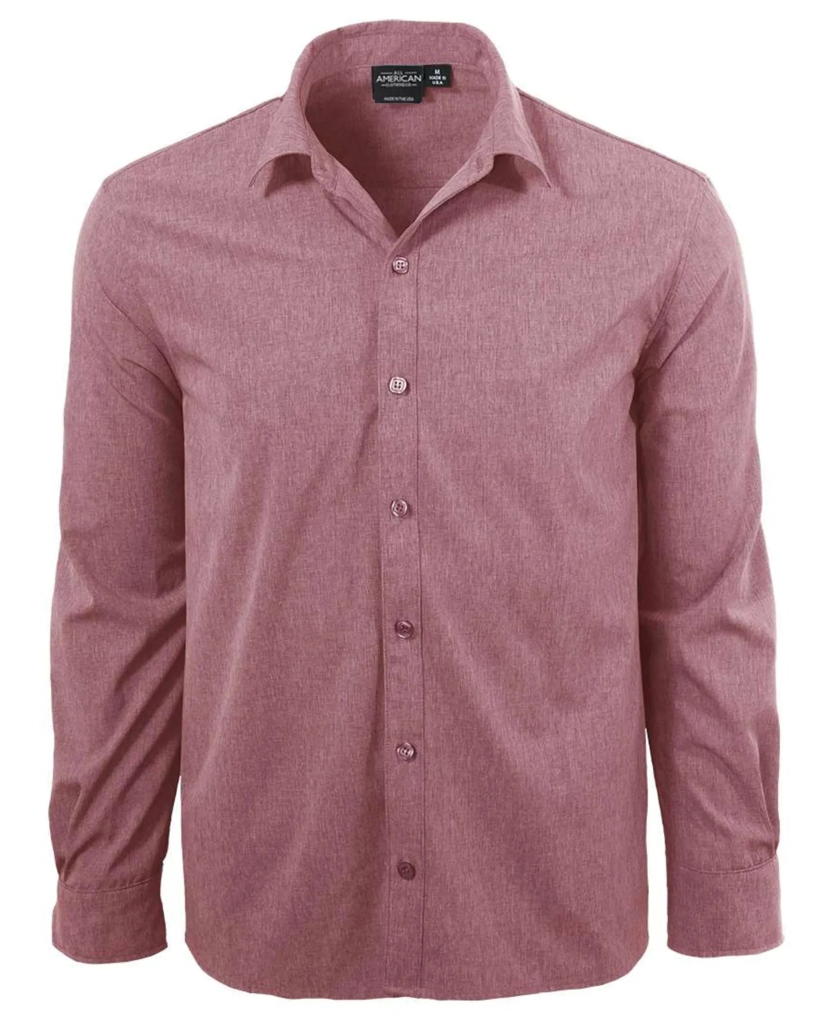 Mens Long Sleeve Dress Shirt | Made in USA S / Heather Burgundy Mens Long Sleeve Dress Shirt | Made in USA S / Heather Burgundy