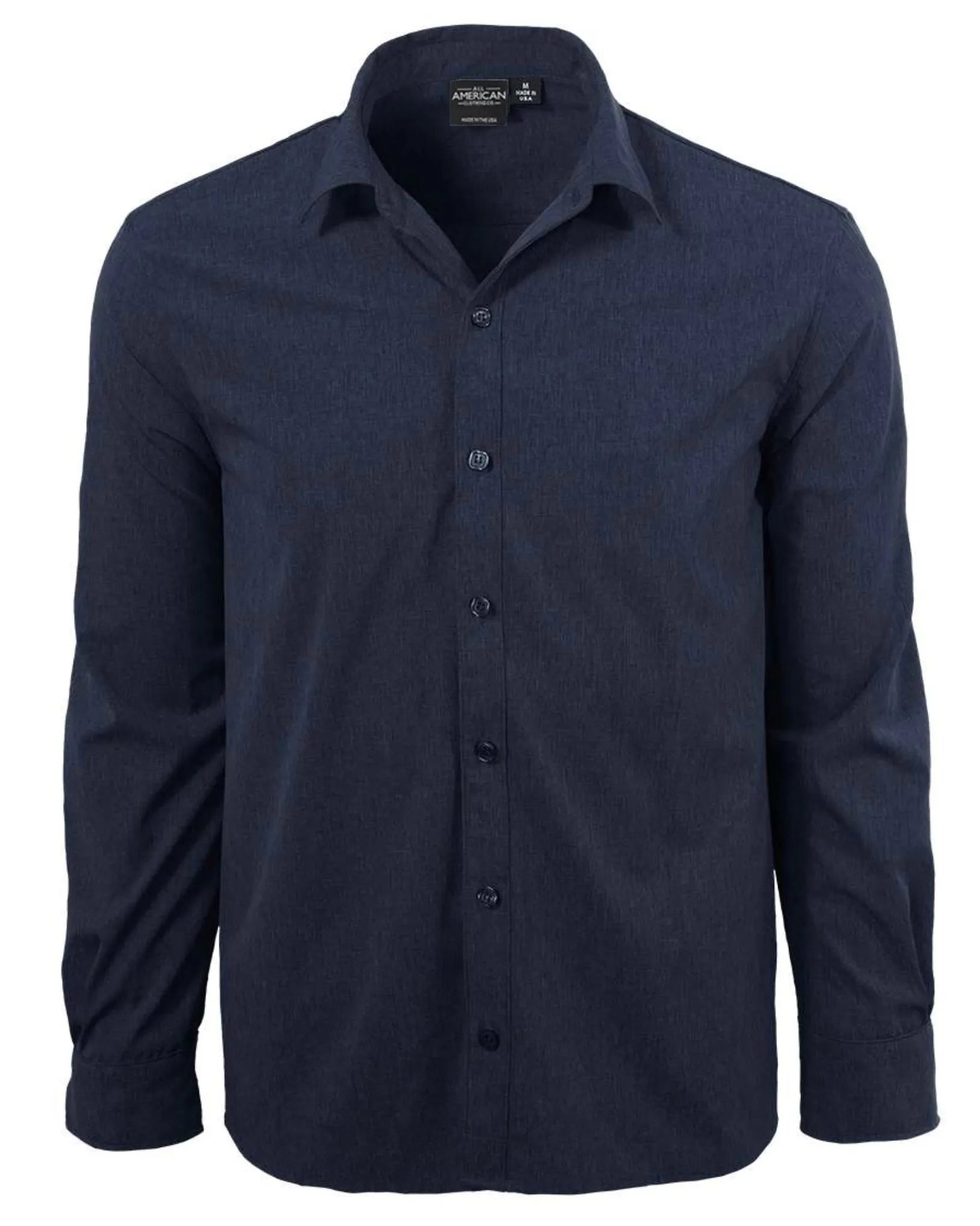 Mens Long Sleeve Dress Shirt | Made in USA L / Heather Navy Mens Long Sleeve Dress Shirt | Made in USA L / Heather Navy