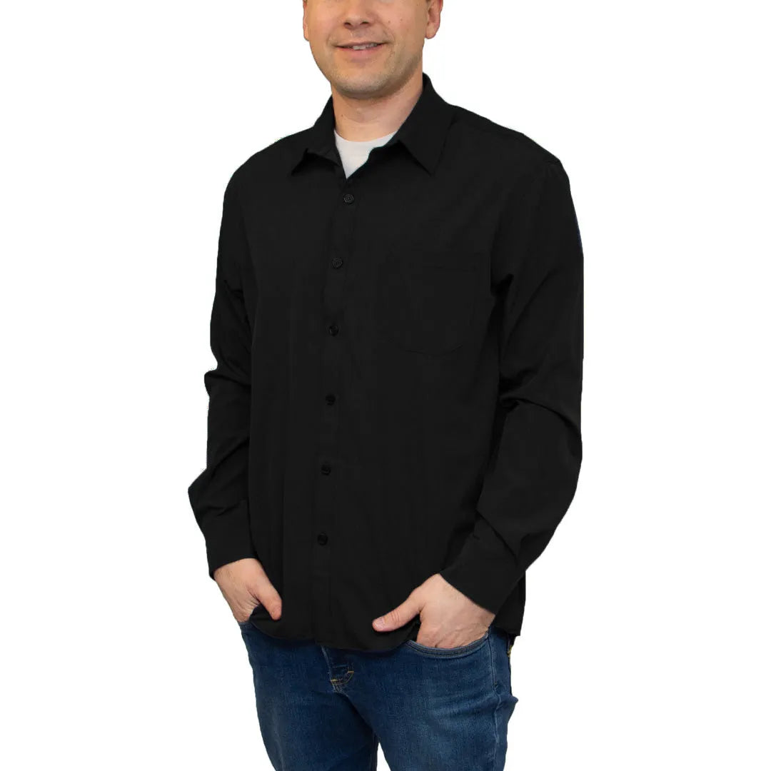Men's Long Sleeve Dress Shirt with Pocket 3XL / Heather Charcoal Men's Long Sleeve Dress Shirt with Pocket 3XL / Heather Charcoal