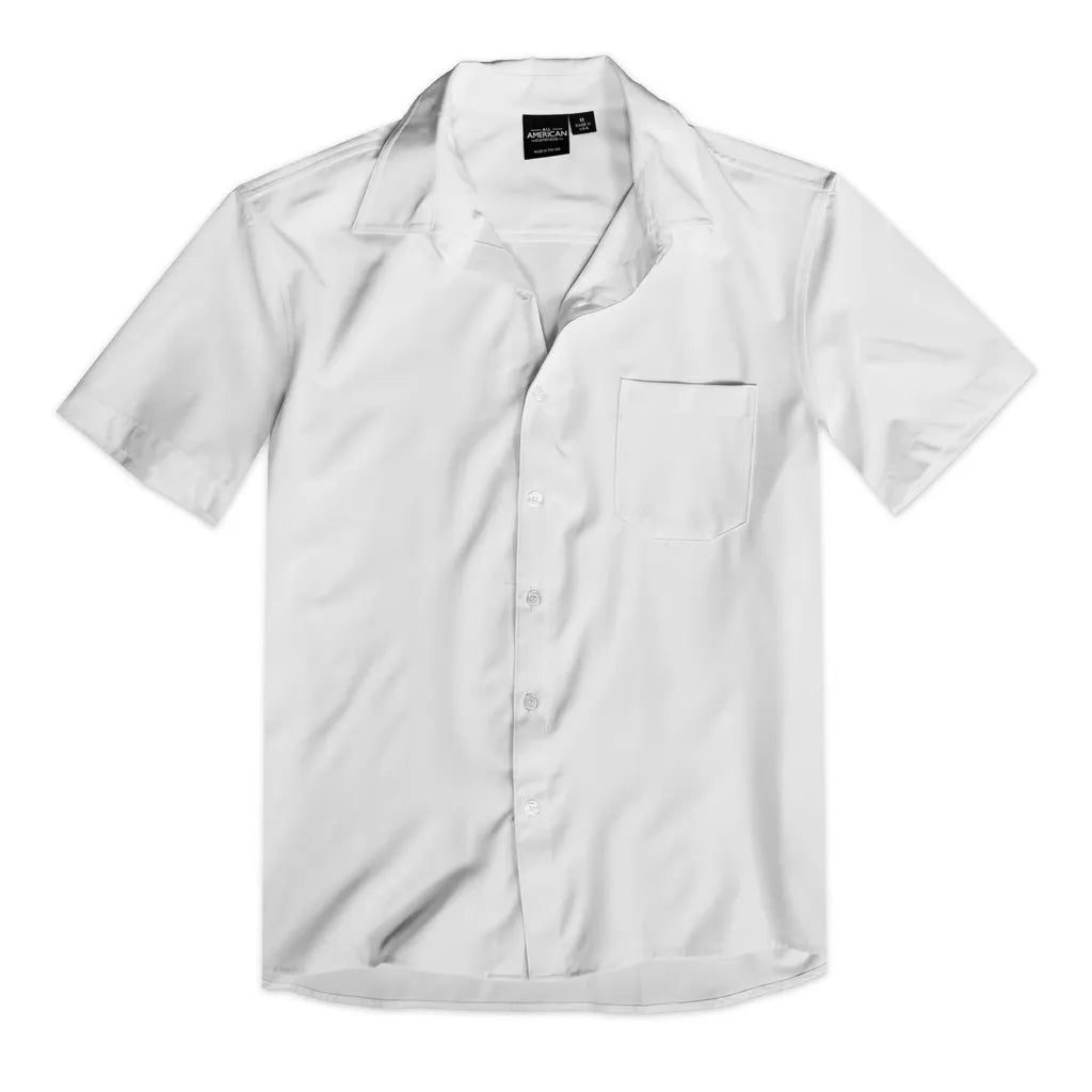 Men's Short Sleeve Dress Shirt with Pocket S / White Men's Short Sleeve Dress Shirt with Pocket S / White