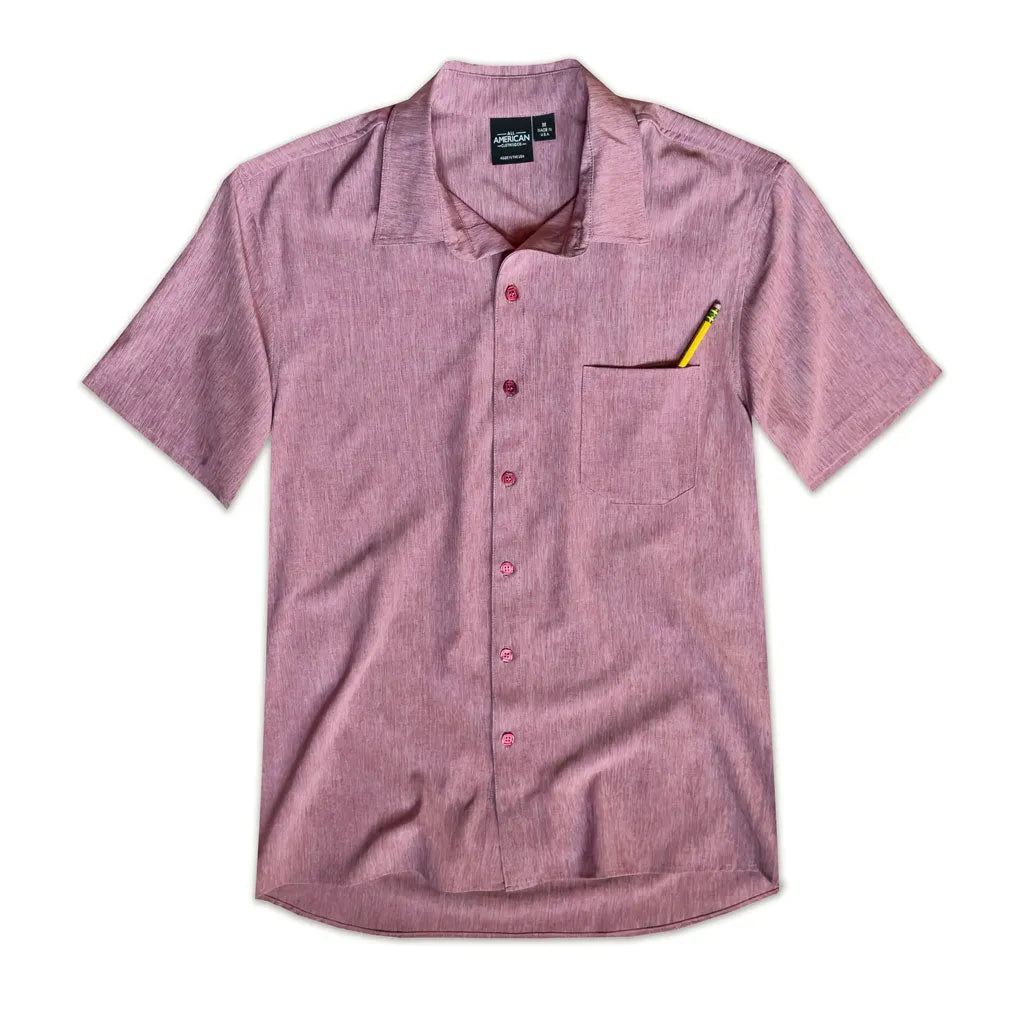 Men's Short Sleeve Dress Shirt with Pocket 2XL / Burgundy Men's Short Sleeve Dress Shirt with Pocket 2XL / Burgundy
