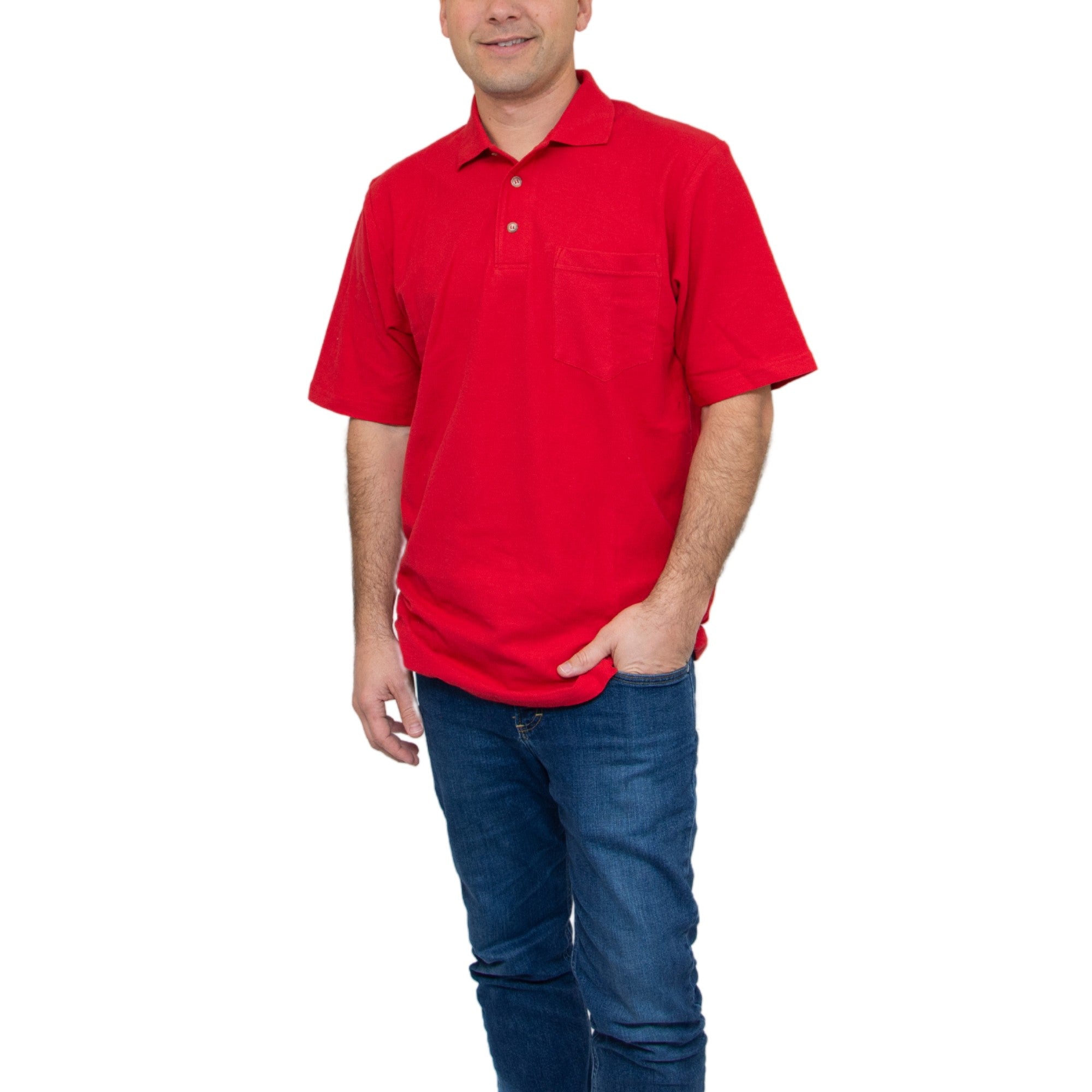 All American Clothing Pique Cotton Polo With Pocket Akwa