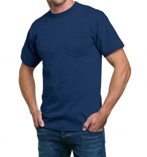 Heavyweight 100% Cotton T-Shirts with Pocket - Made in USA Bayside