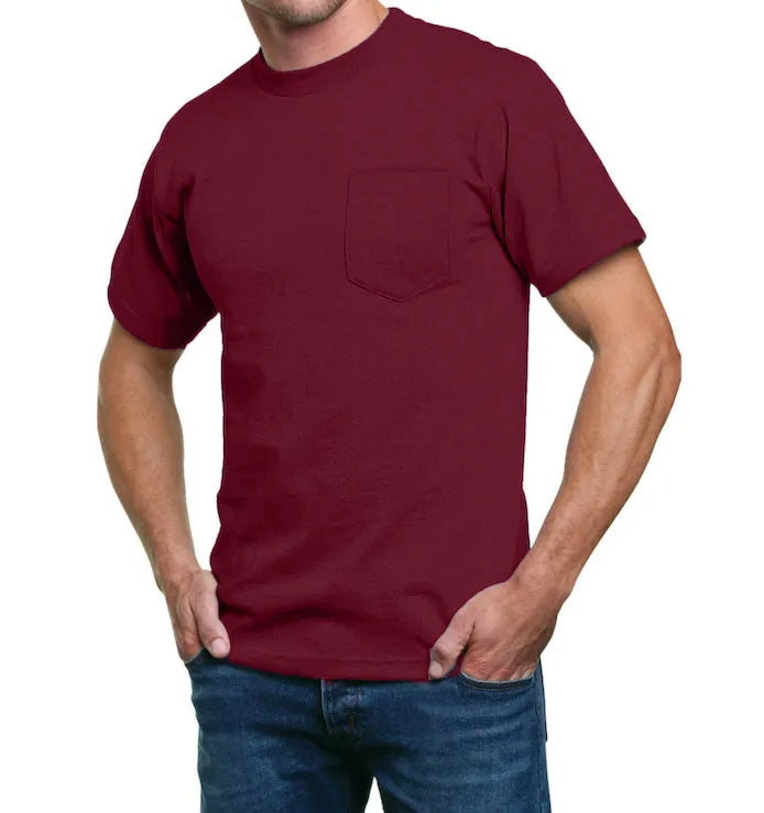 Heavyweight 100% Cotton T-Shirts with Pocket - Made in USA Bayside