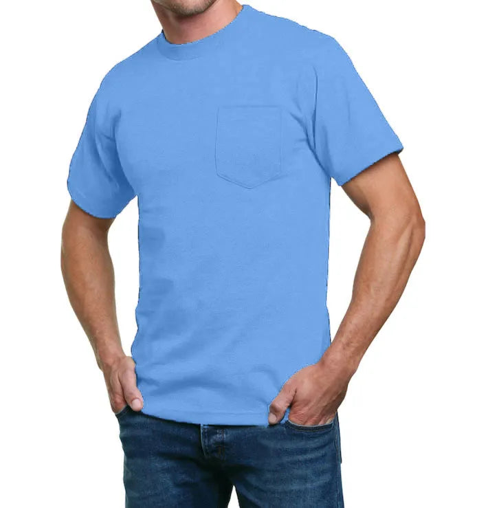 Heavyweight 100% Cotton T-Shirts with Pocket - Made in USA Bayside