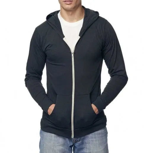 Plain Zip Hoodie, Black