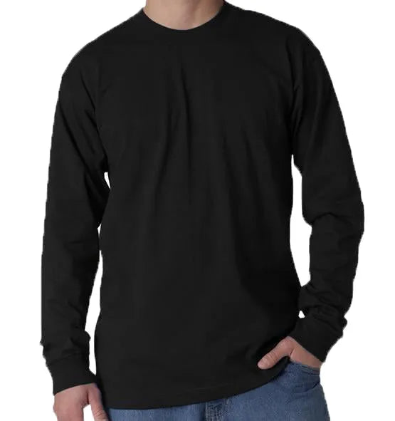 Long Sleeve Heavyweight 100% Cotton T-Shirt - Made in USA Bayside