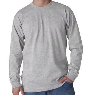 Long Sleeve Heavyweight 100% Cotton T-Shirt - Made in USA Bayside