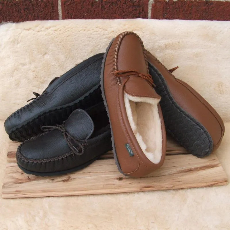 Men's Cushion-Flex Sole Sheepskin Slippers Footskins