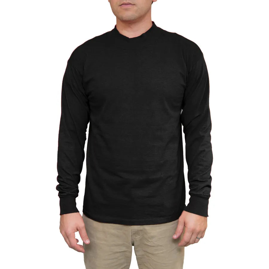 Long Sleeve Cotton Mock Turtleneck - All American Clothing Co