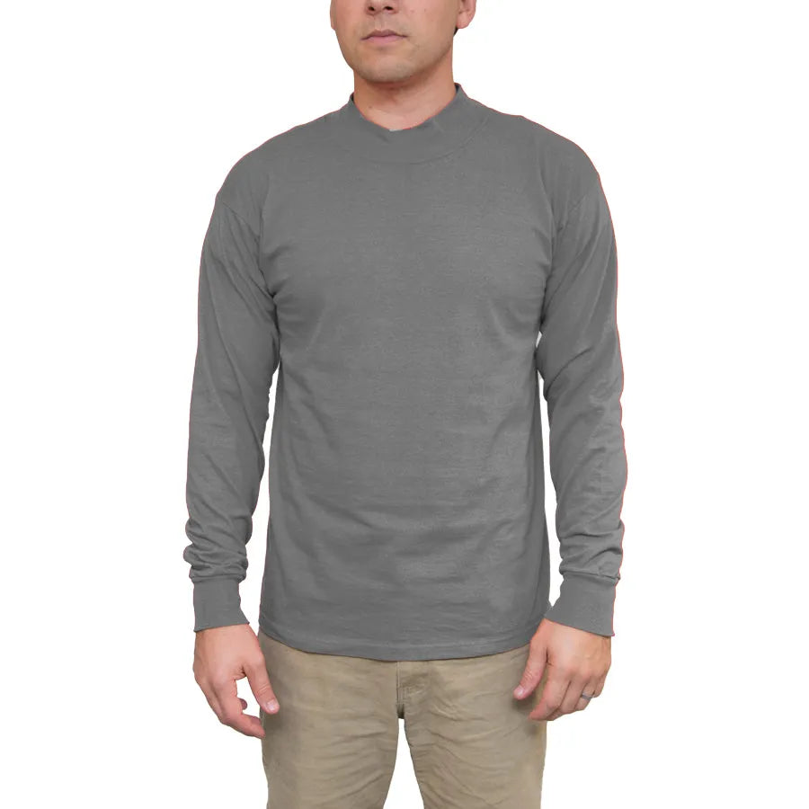 Long Sleeve Cotton Mock Turtleneck - All American Clothing Co