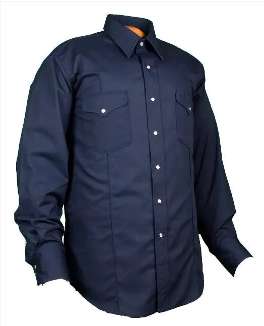 Navy Western Style Work Shirt with Rancher Crease Ruddock