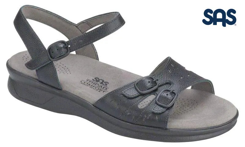 SAS Women's Black Duo Quarter Strap Sandal San Antonio Shoes