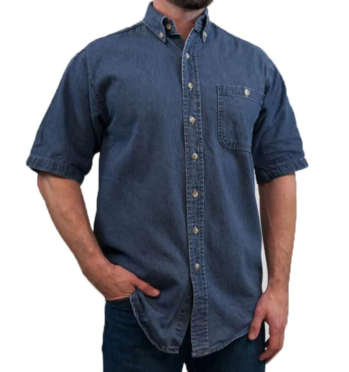 Union Line Short Sleeve Denim Shirt 5XL for Unisex | [ Adult ]