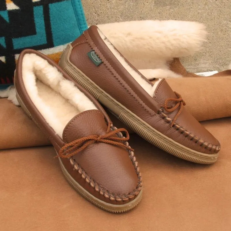 Women's Premium Rubber Sole Sheepskin Slippers Footskins